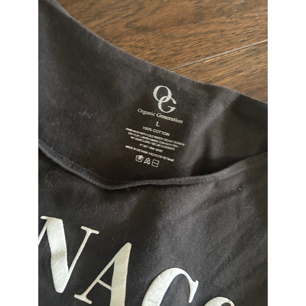 Organic Generation Monaco Sailing Club Graphic Tee Black Cotton Off Shoulder L - Picture 4 of 4